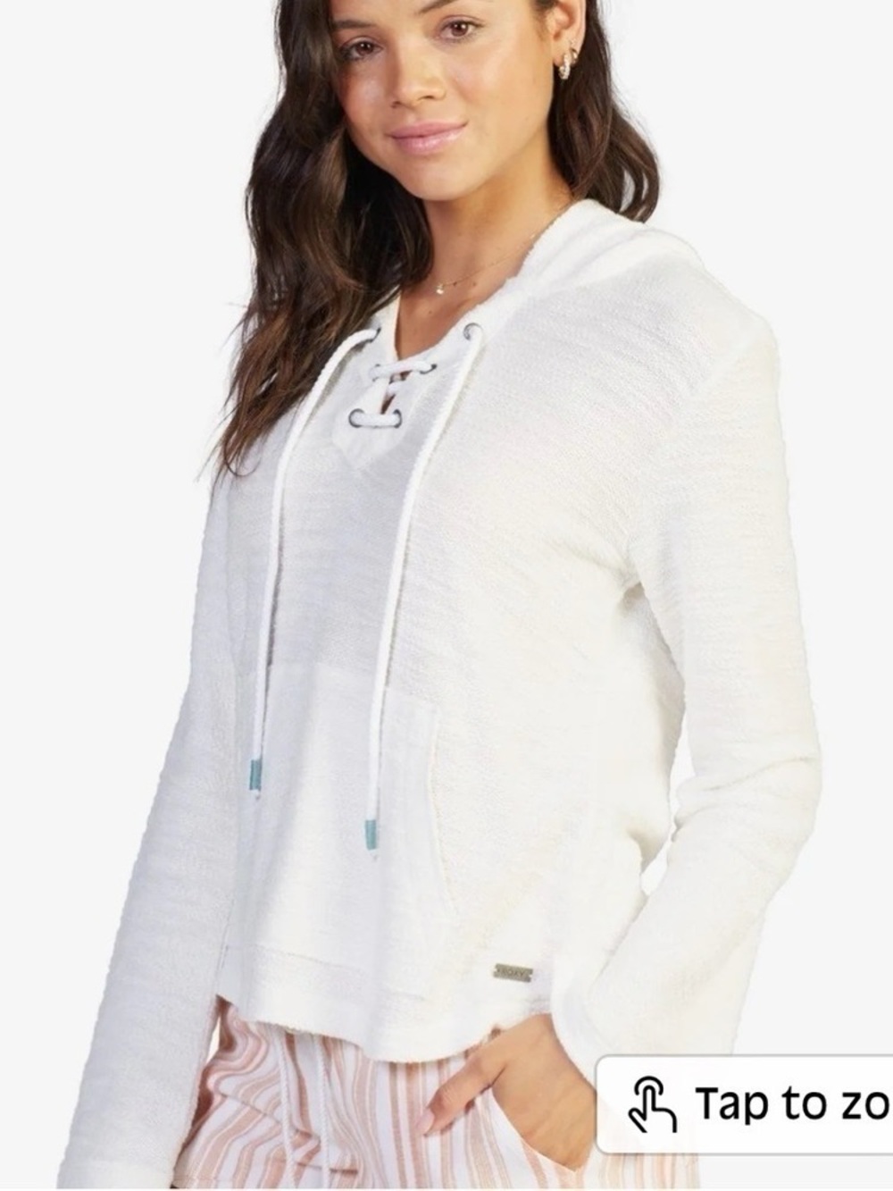 NEW Roxy Pearling Oversized Hoodie Snow White - Picture 2 of 7
